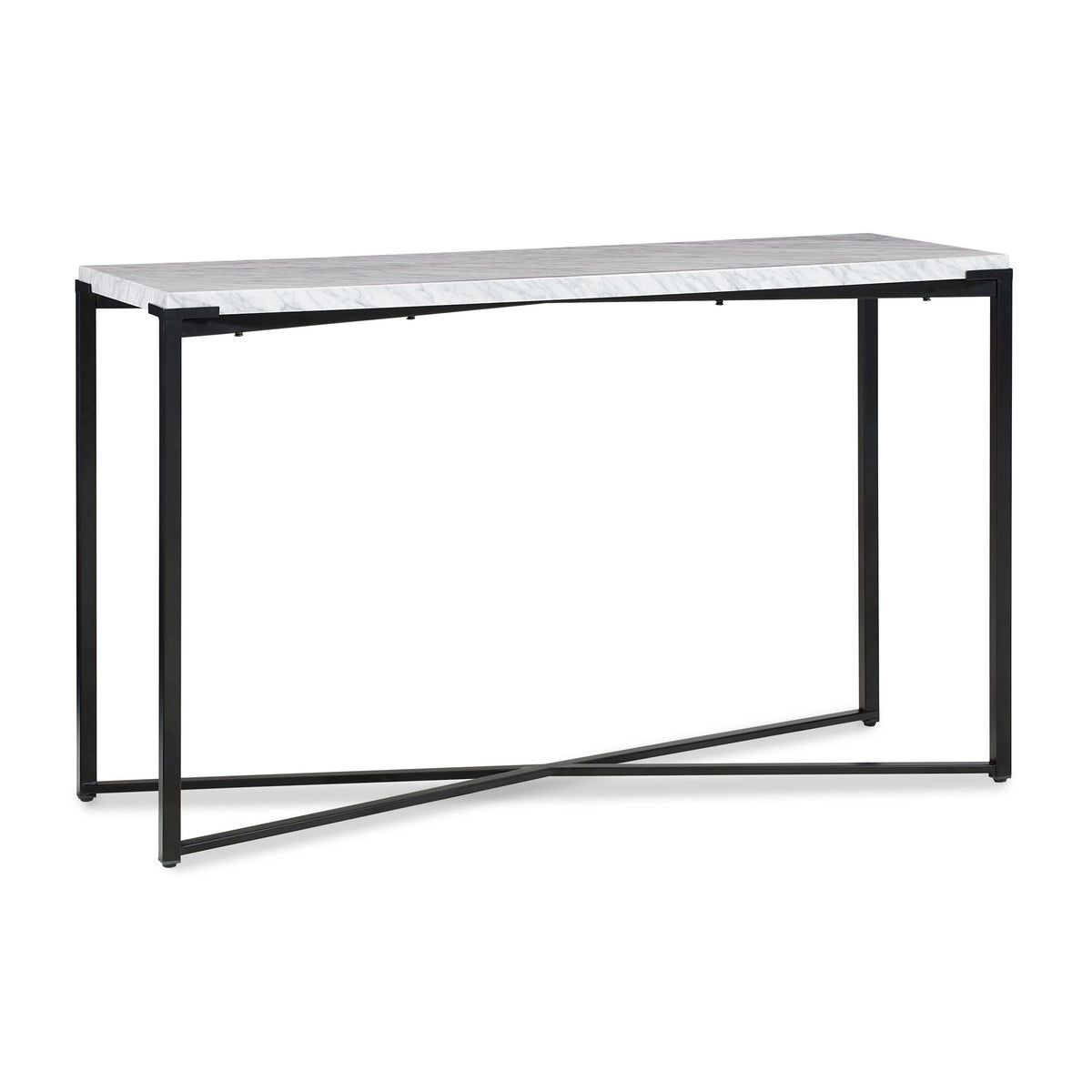 Saxon Console Table in Carrara Marble and Matte Black