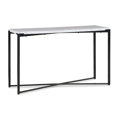 Saxon Console Table in Carrara Marble and Matte Black