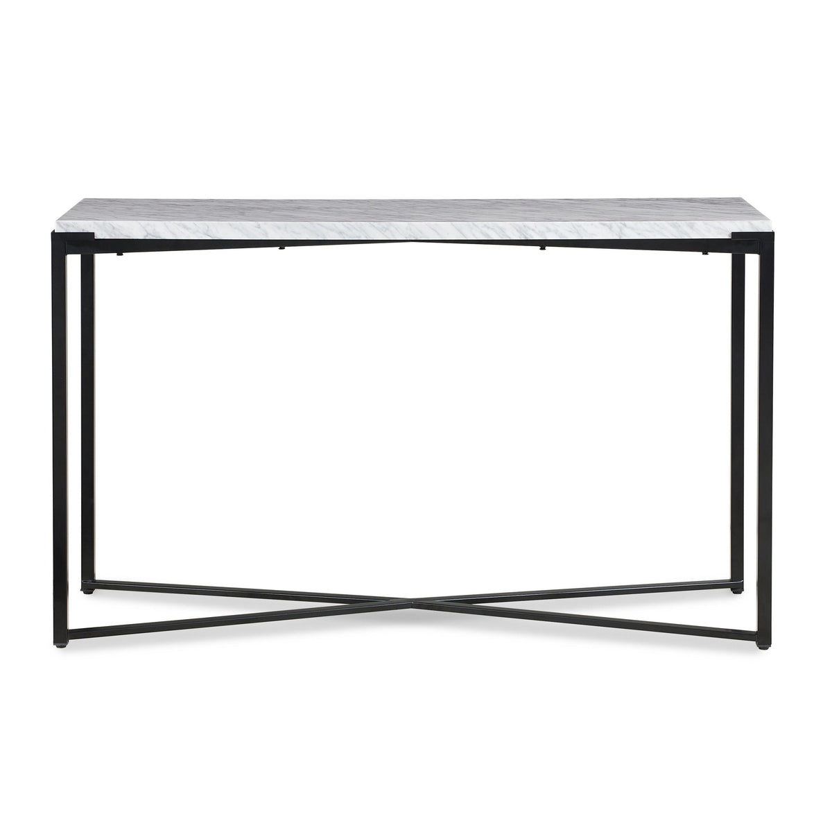 Saxon Console Table in Carrara Marble and Matte Black