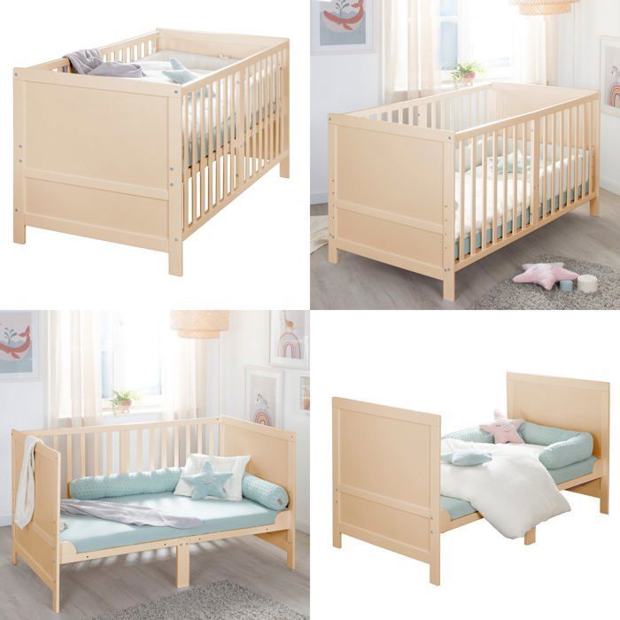 Omdannelig babyseng - 70 x 140 cm - ROBA - EASY SLEEP - Naturtræ