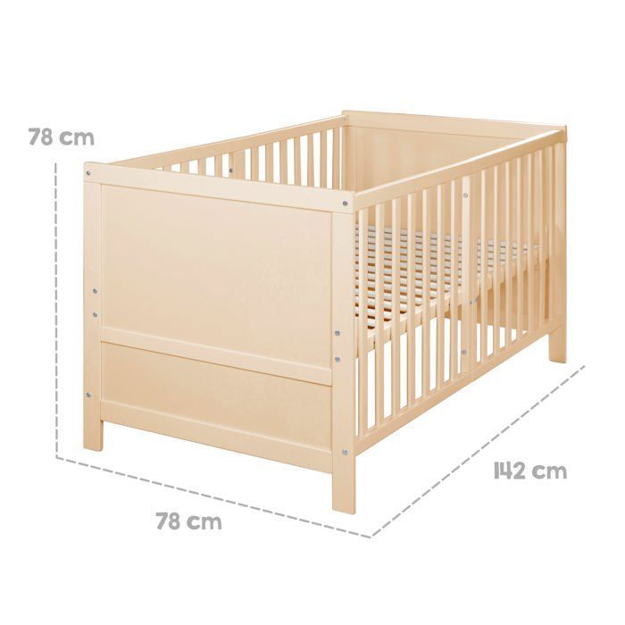 Omdannelig babyseng - 70 x 140 cm - ROBA - EASY SLEEP - Naturtræ