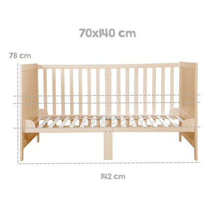 Omdannelig babyseng - 70 x 140 cm - ROBA - EASY SLEEP - Naturtræ