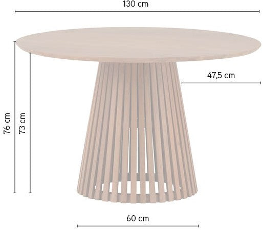 Spisebord Ø130, Akacietræ natur