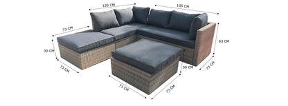 Almadia Modulo Lounge Corner Set - 4 Pieces - Natural Kobo Grey
