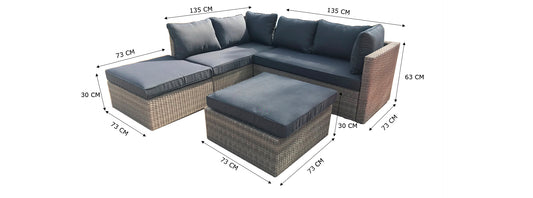 Almadia Modulo Lounge Corner Set - 4 Pieces - Natural Kobo Grey