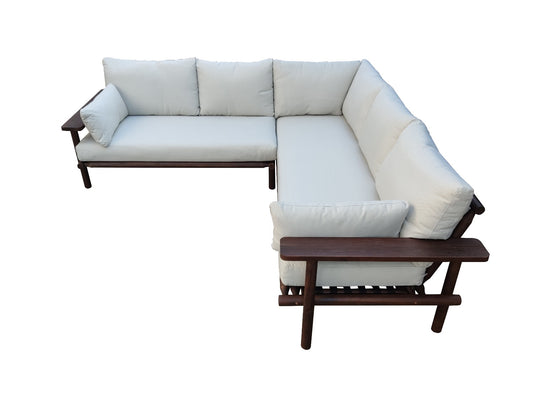 Laruna Lounge corner set - 2 pcs. - acacia wood vintage dark teak-look