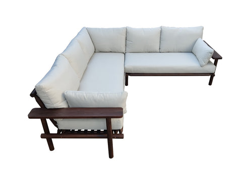 Laruna Lounge corner set - 2 pcs. - acacia wood vintage dark teak-look