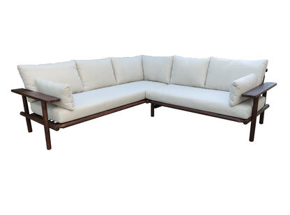 Laruna loungesæt med hjørnesofa - 2 dele - akacietræ i vintage mørk teak-look