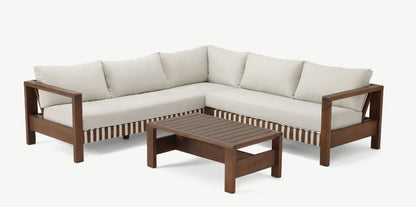 Zambra Lounge Corner Set - 3-Piece - Flat Wicker Outdoor Off-White