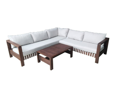 Zambra Lounge Corner Set - 3-Piece - Flat Wicker Outdoor Off-White