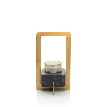 Den Gyldne Marmor Lysestage - Guld Sort - L