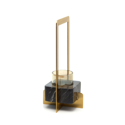 Den Gyldne Marmor Lysestage - Guld/Sort - M