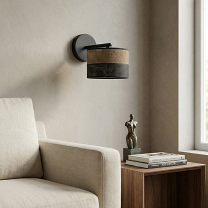 Karbon væglampe sort/brun