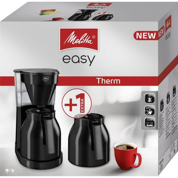 MELITTA Easy Therm II - Filterkaffemaskine 1 L - 1050 W + ekstra kande - Sort