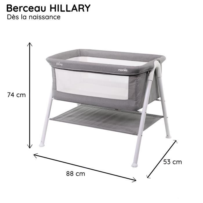 NANIA HILLARY babylift - Fra fødslen - Maksimum 9 kg - 3 cm tyk madras medfølger - Opbevaringsplads under liften